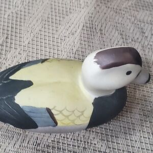 Source Unknown Yellow Cream Black Decorative Duck Figurine